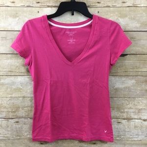 American Eagle Pink Favorite V-Neck Top